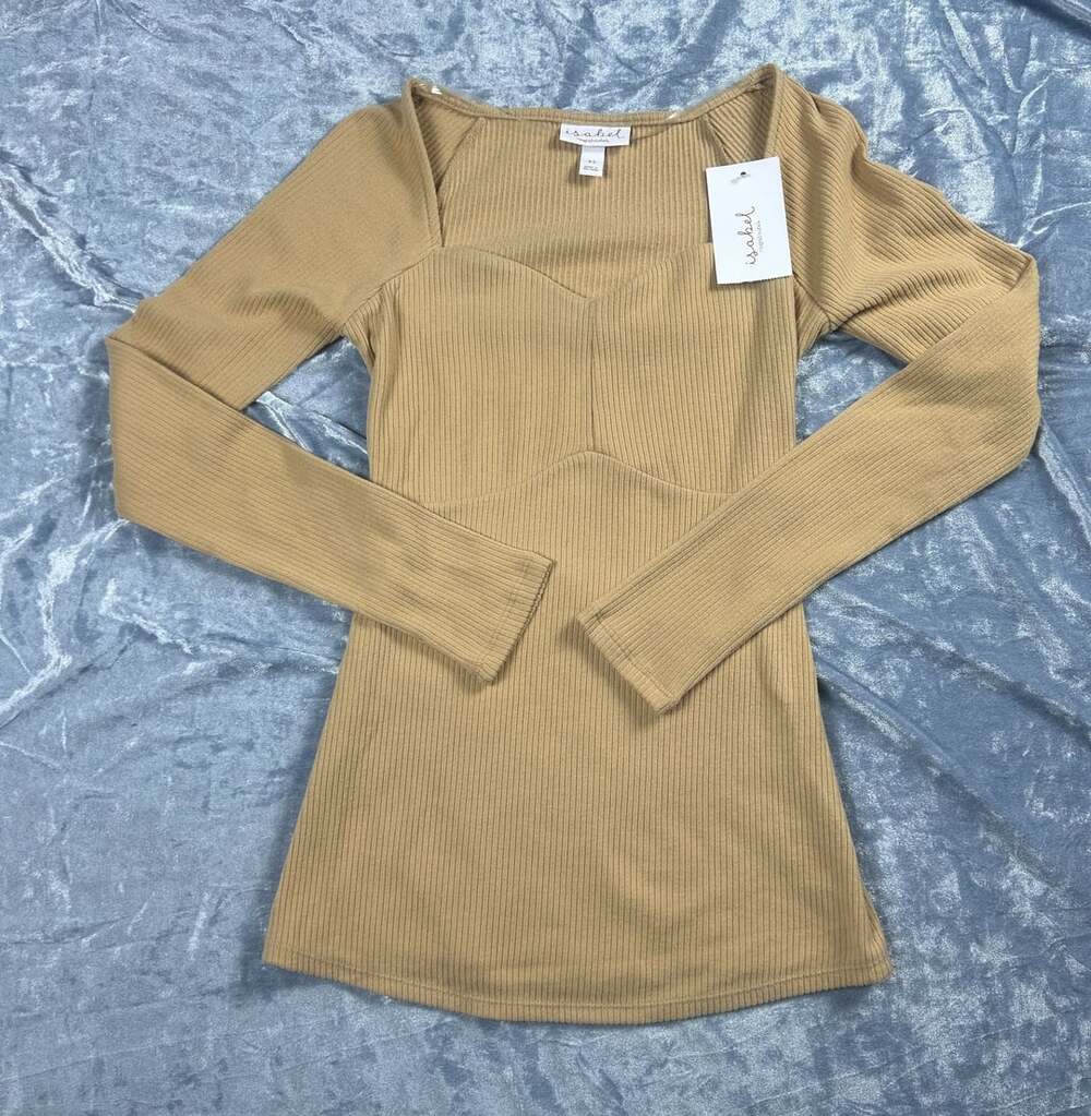 Isabel Maternity by Ingrid & Isabel Corsetry Rib Top Tan Size XS